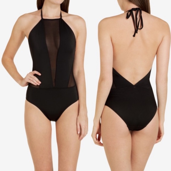 Ted Baker Mesh Halter One Piece Swimsuit Black NWT - Picture 2 of 3